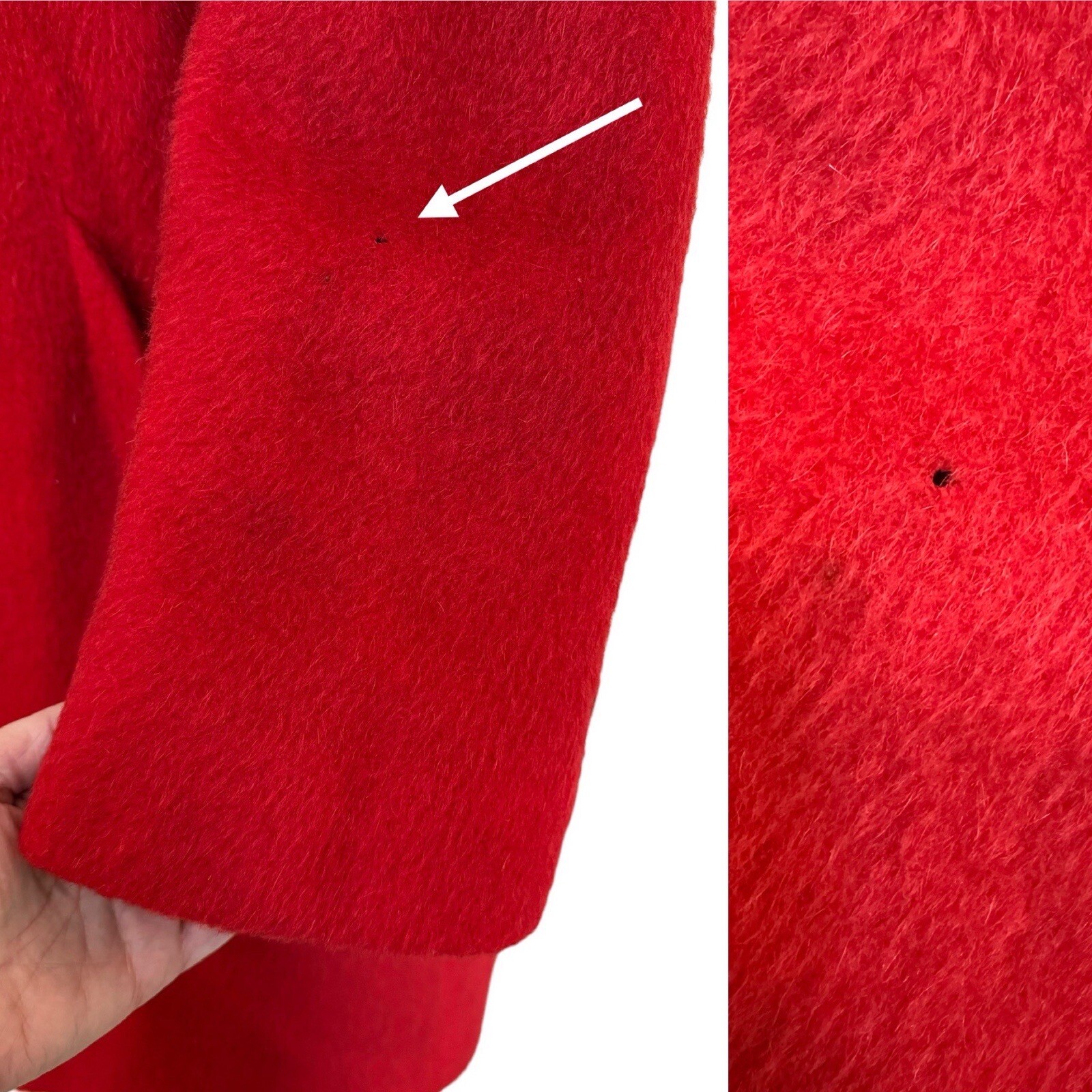 Vintage Lilli Ann 60s Red Wool Coat Brown Fur Col… - image 10