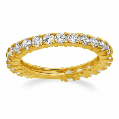 Eternity Wedding Band Ring Cubic Zirconia 14k Yellow Gold Plated ...