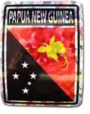 PAPUA NEW GUINEA PRISMATIC  REFLECTIVE FLAG STICKER DECAL  - NEW - FREE SHIPPING