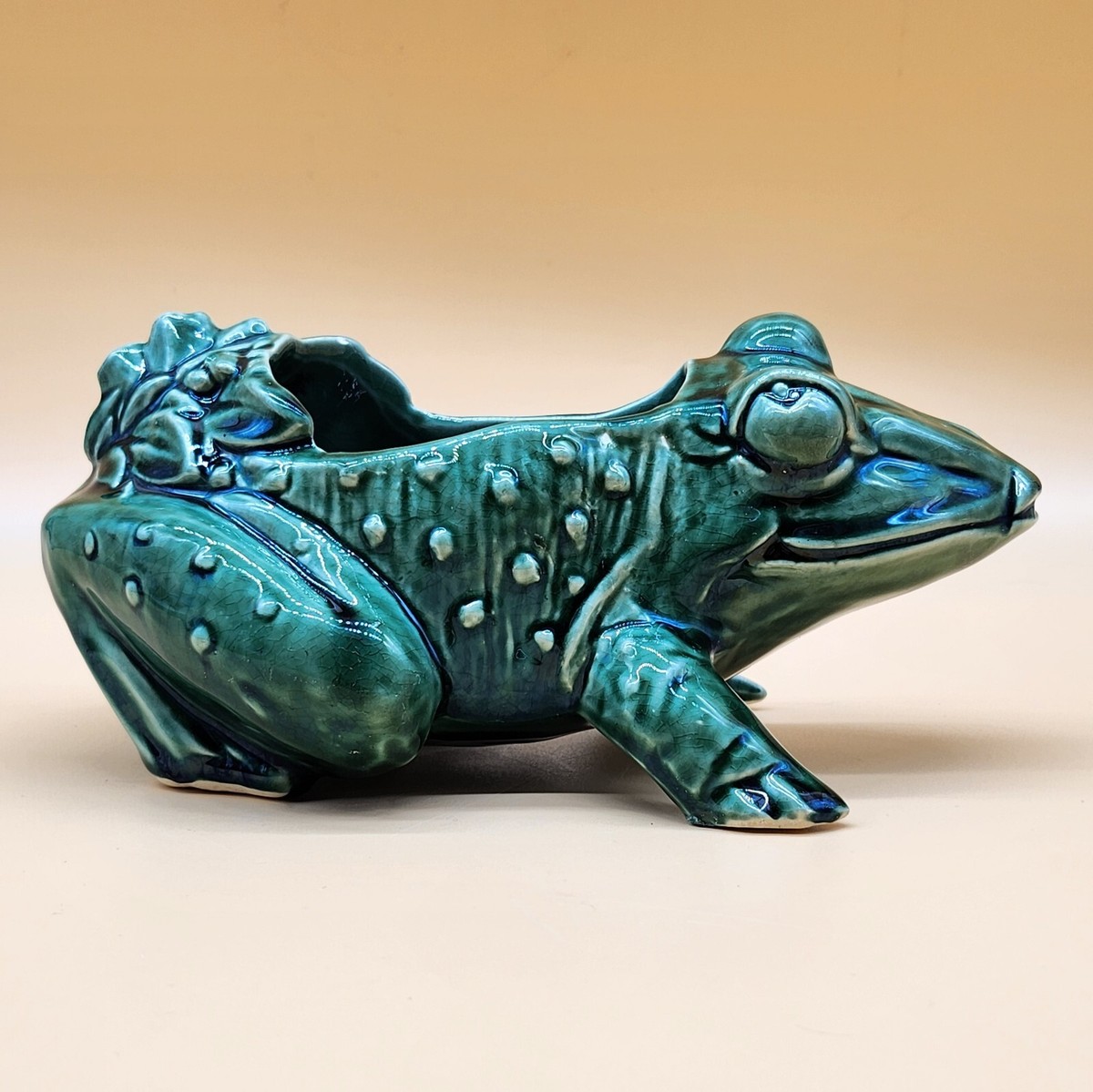 Vintage McCoy Green Frog Planter with Flower READ | eBay