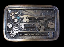INTERESTING SECURITY PACIFIC BANK BELT BUCKLE VINTAGE 1970'S CD HIT