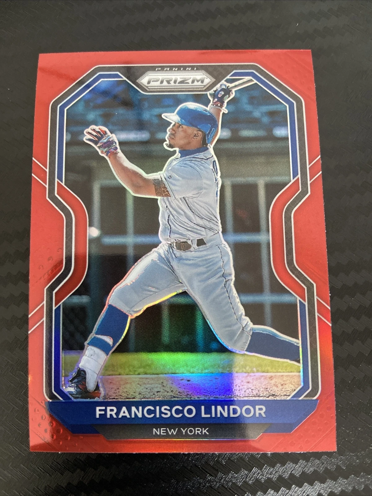 2021 Prizm Red Parallel Francisco Lindor Baseball Card 80 New York Mets