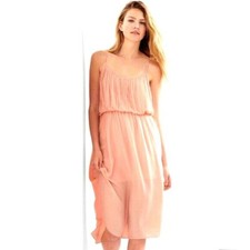 GAP Womens Dress Size Large Dusty Pink Drapey Pleated Midi Spaghetti Straps New