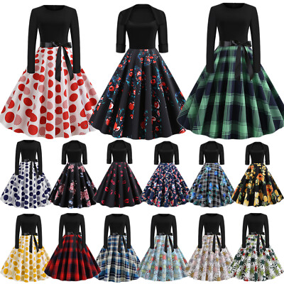 long sleeve 50s swing dress