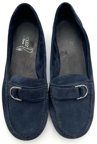 Aerosoles Loafers Womens 11M Parisian Suede Slip On Walking Comfort Classic Navy - Picture 3 of 17