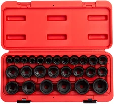 Sunex 2645, 1/2 Inch Drive Impact Socket Set, 26-Piece, Metric, 10mm-36mm, Cr-Mo