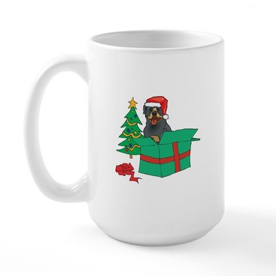 CafePress Rottweiler For Christmas Large Mug (221315420)