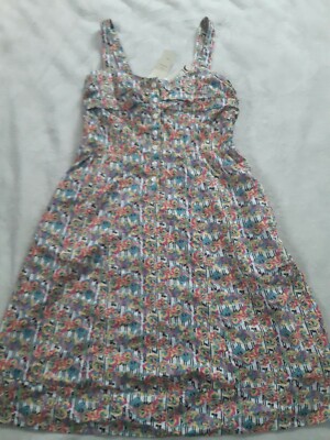Diez Lunas Ibiza Damen Träger Kleid Weiss Geblümt Größe S R8111