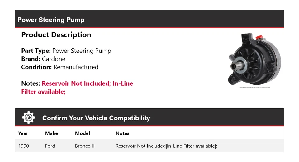 Bomba de dirección asistida Cardone para Ford Bronco II 1990 Foto 2 de 4