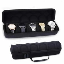 Watch Travel Case with 6-8 Slots, Padded Nylon Organizer, Zipper Closure