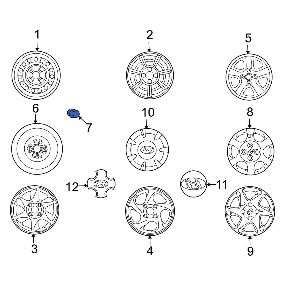 For Hyundai Sonata 2006-2017 Hyundai 529503Y000 Wheel Lug Nut - Изображение 2 из 4