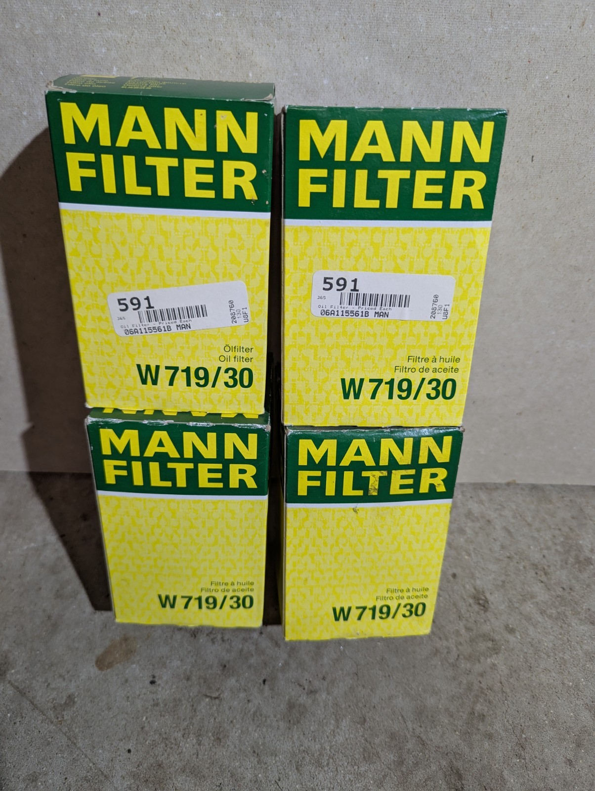 Pack Of 4 Mann Filter W719/30
