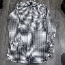 Bonobos Dress Shirt Mens Large Blue White Check Wrinkle-Free Tailored 14.5/32