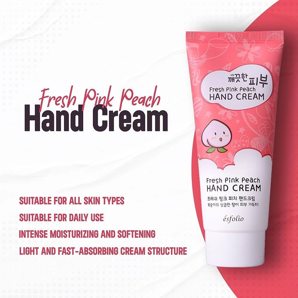 ESFOLIO Fresh Pink Peach Hand Cream 100ml Korean Best Skin Care K- Beauty UK