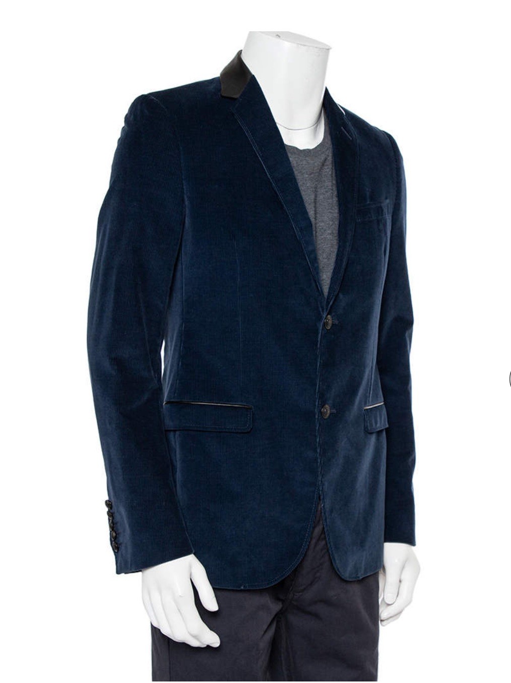 Gucci Corduory  leather trim Blazer Navy IT50 RRP £2,000+