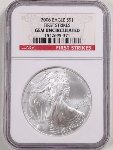 2006 1oz Silver American Eagle Gem Uncirculated NGC 1542695-371 First Strike