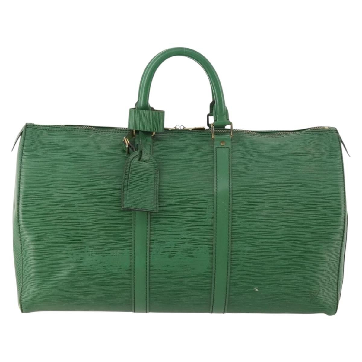 にかく！！Louis Vuitton ビジネスバッグ オリーブグリーン LOUIS VUITTON Epi Keepall 45 Boston Bag Green M42974 LV Auth