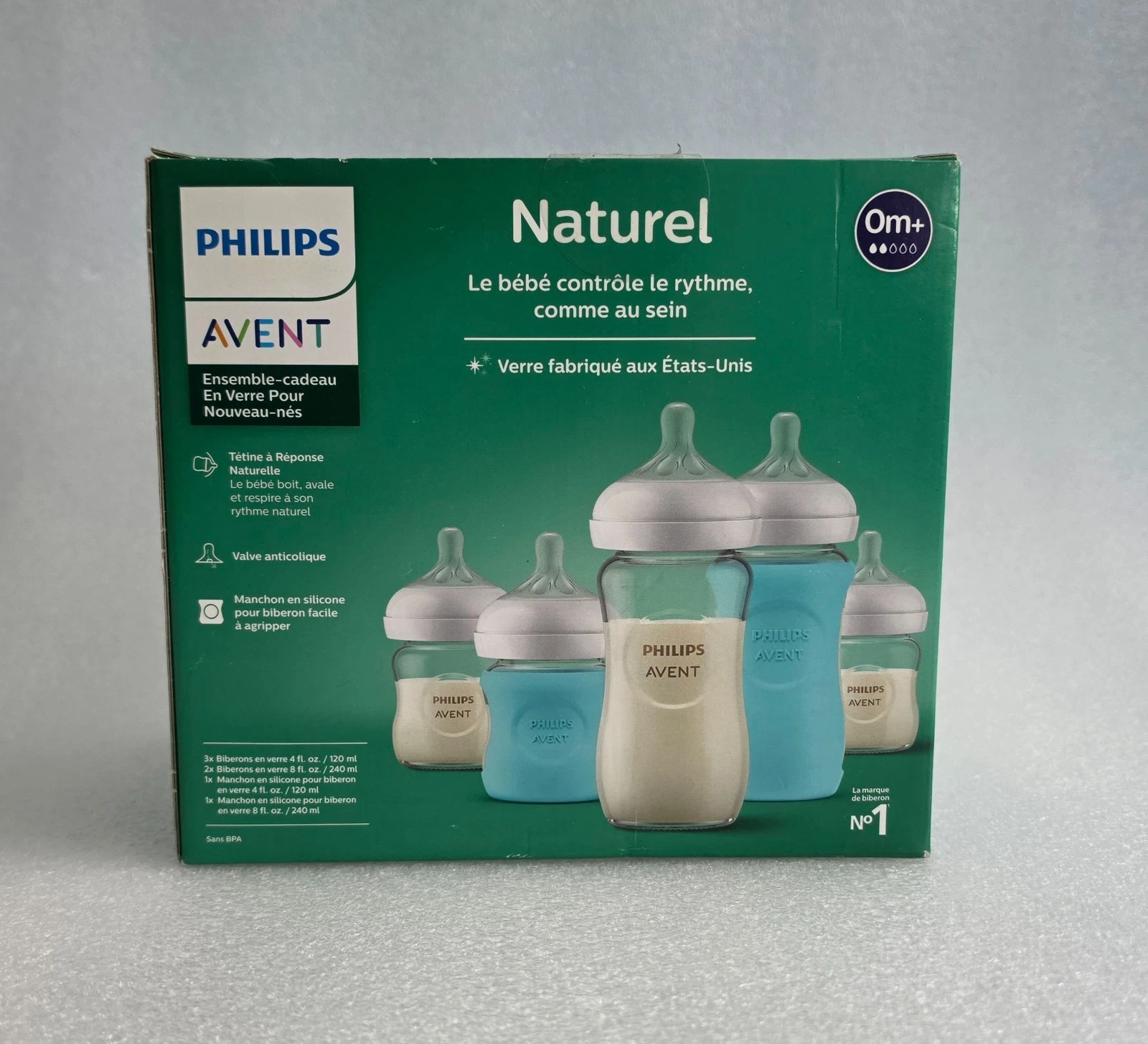 Philips Avent Natural Newborn Glass Gift Set Bottles 0M+ Open Box Complete