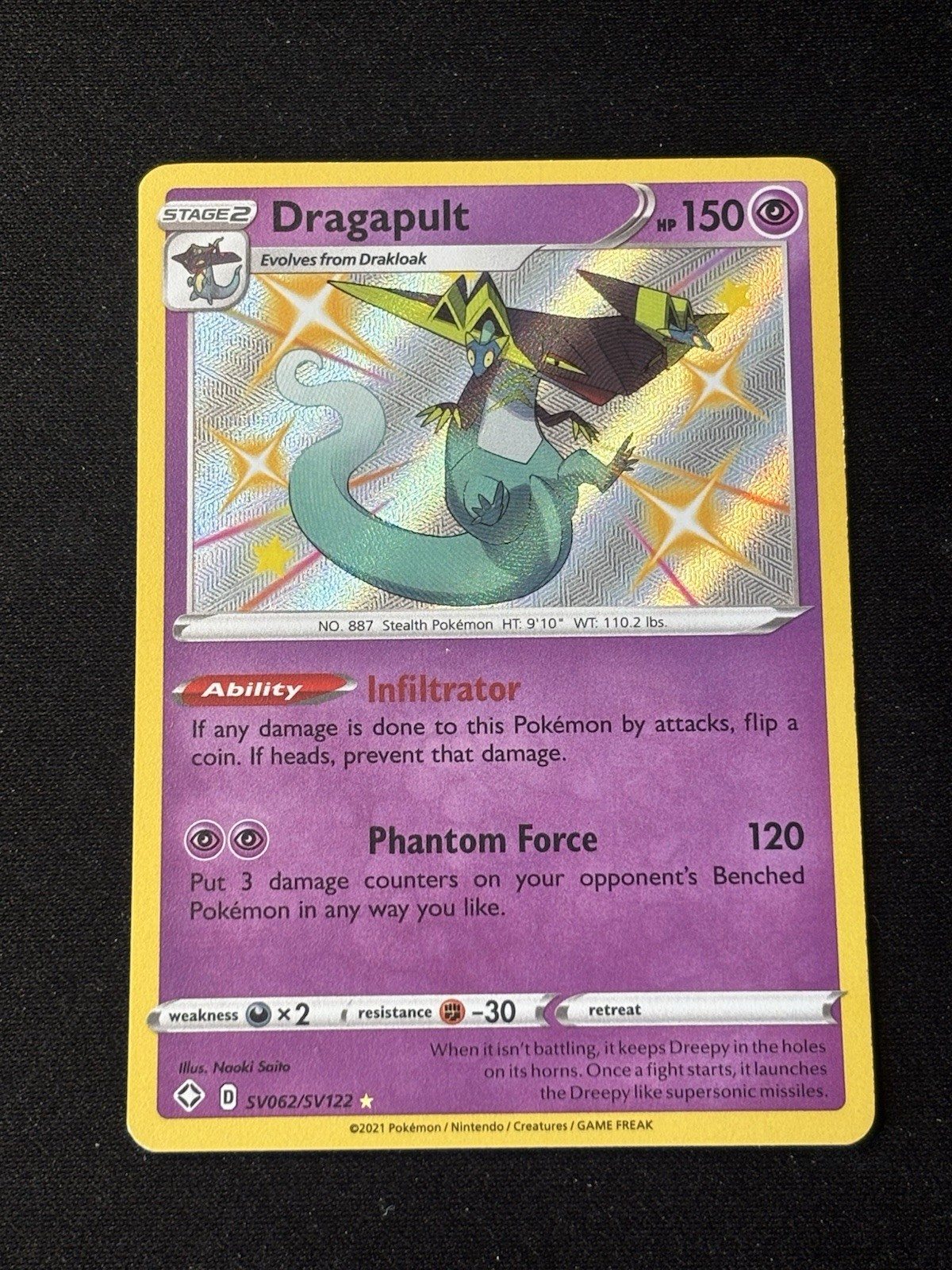 Pokemon Shining Fates Dragapult SV062/SV122 Shiny Holo Rare NM/M
