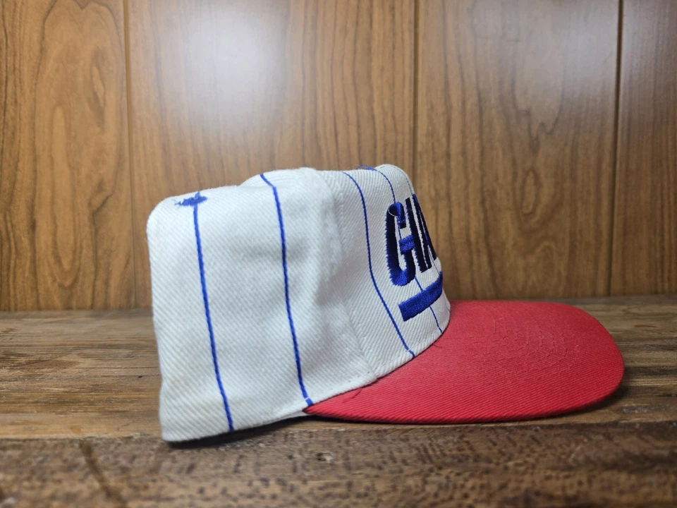 De colección Años 90 NY Giants Snapback Sombrero Equipo NFL Rayas Ala Verde Billete Rojo Foto 4 de 4
