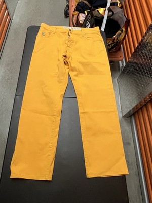 luigi borrelli Men s Chino Pants Yellow  Luxury Vintage Size 38 L 30