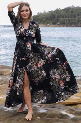 jaase indigo maxi dress fitted lace wedding dress Jaase Endless Summer Maxi Dress in zanzibar  cotton  OutDazl