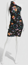 GUESS Womens' Black Midnight-Printed One Shoulder Dress Size 0