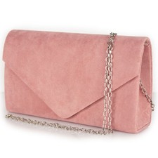 Pochette rosa cipria da donna borsetta cerimonia scamosciata Clutch elegante