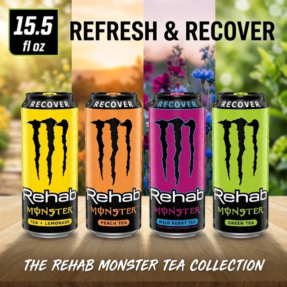 Monster Energy Rehab Tea Variety Pack 15.5 fl oz Cans SAMEDAYSHIP