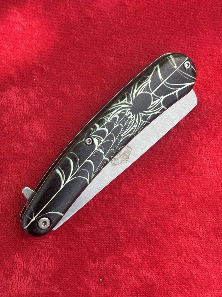 Faca de bolso Straight Razor Black Widow Spider 🕷️ 8” no geral 3” Blade Assist - Imagem 2 de 4