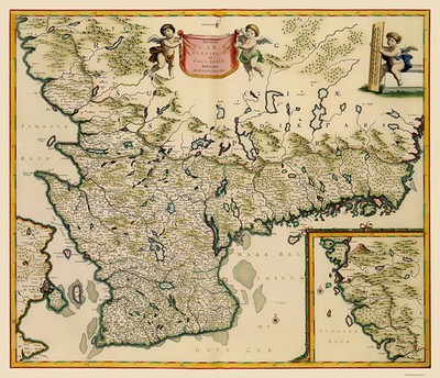 Historic Map - Sweden Southern - De Wit 1688 - Vintage Wall Art
