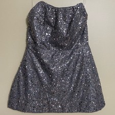 Fashion Nova pearls of wisdom sequin mini dress in grey size large