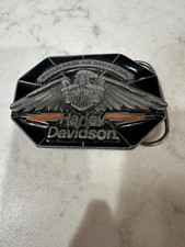 Vintage 1990 Harley Davidson Siskiyou Belt Buckle Proud to be an American Eagle