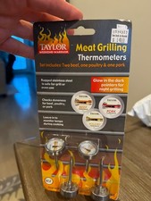 4 TAYLOR 815 Stainless Analog Button BBQ Meat Thermometer Beef Chicken Pork Glow