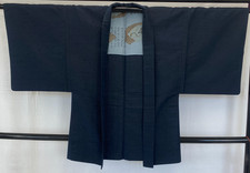 Japanese Vintage Kimono Haori Jacket Silk Navy Traditional Authentic 34 in