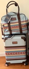 Pendleton Blue Aztek Luggage Set Carry On Spinner & Weekend Satchel New