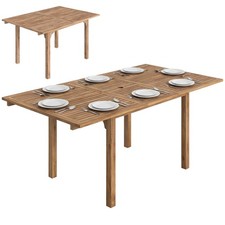 Outsunny Extending Garden Table, Acacia Wood Outdoor Dining Table for 6-8
