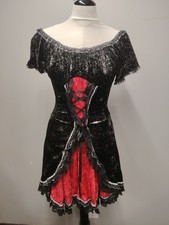 Ladies Sexy Black/Red Spider Web Witch Vampire Fancy Dress Outfit Halloween M 14