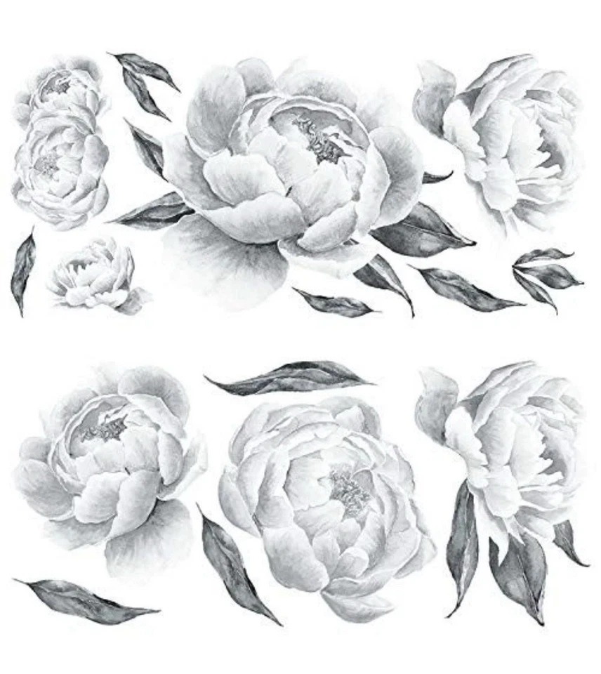 Adesivos de parede peônia gigante peônia preto e branco por Room Mates RMK4413GM - Imagem 2 de 4