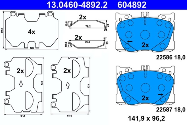 ATE Bremsbelagsatz Scheibenbremse 13.0460-4892.2 FüR Mercedes X253 EQC Klasse-image