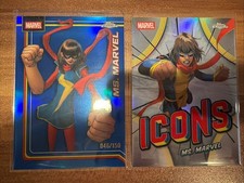 2026 Topps Chrome Marvel #83 Ms. Marvel Blue Refractor /150 + Icons #MI-15