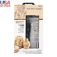 15 Pcs Electric Wood Burning Set Pyrography Kit W/ Temperature Control Tips New