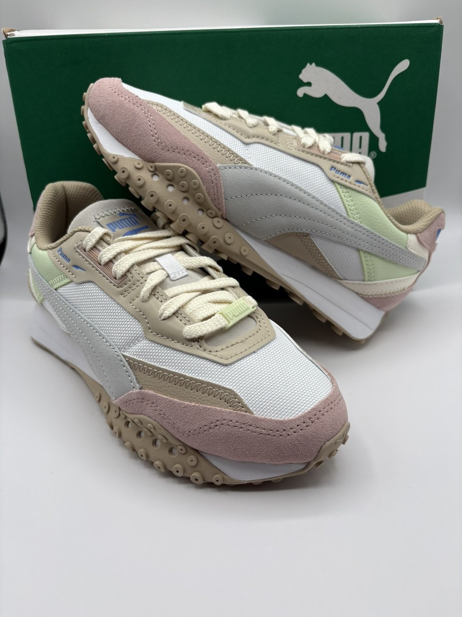 New Puma Junior Blacktop Rider BTS Jr Sneaker White Dewdrop Rose Quartz  Size