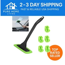 Windshield Cleaning Wand - 16-Inch Durable Tool with Reusable Cloth Pads