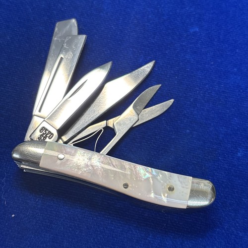 Case XX 8520 4-Blade Pocket Knife + Scissors White Pearl Handle Multi-Blade USA