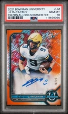 JJ McCarthy 2021 Bowman Chrome U Orange Shimmer Auto PSA 10 💥BANGER💥