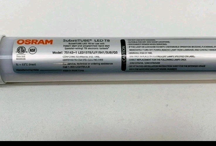 (2) Sylvania Osram LED15T8/U/F/841/SUB/G5 U-Lamp Replacement 15W LED Light Bulb - Image 2 of 4