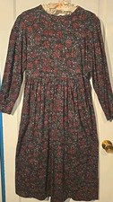 Vintage Laura Ashley Maxi Dress Women’s 12 90s Pinecone Acorn Pattern