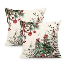 Christmas Trees Pillow Covers 18x18 Inch 18" x 18" Pack of 2 Floral Trees