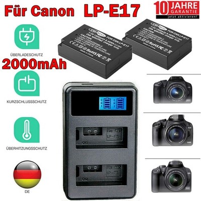 2x LP-E7 Akku +Ladegerät Für Canon EOS 700D 600D 550D 650D Rebel T5i T4i 2.0Ah